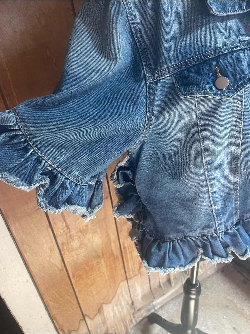 Hayden Blue Ruffle-Hem Denim Jacket - Picture 2 of 10